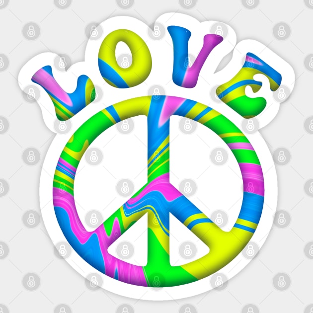 Retro Tie Dye Love and Peace Sign Sticker by Roly Poly Roundabout